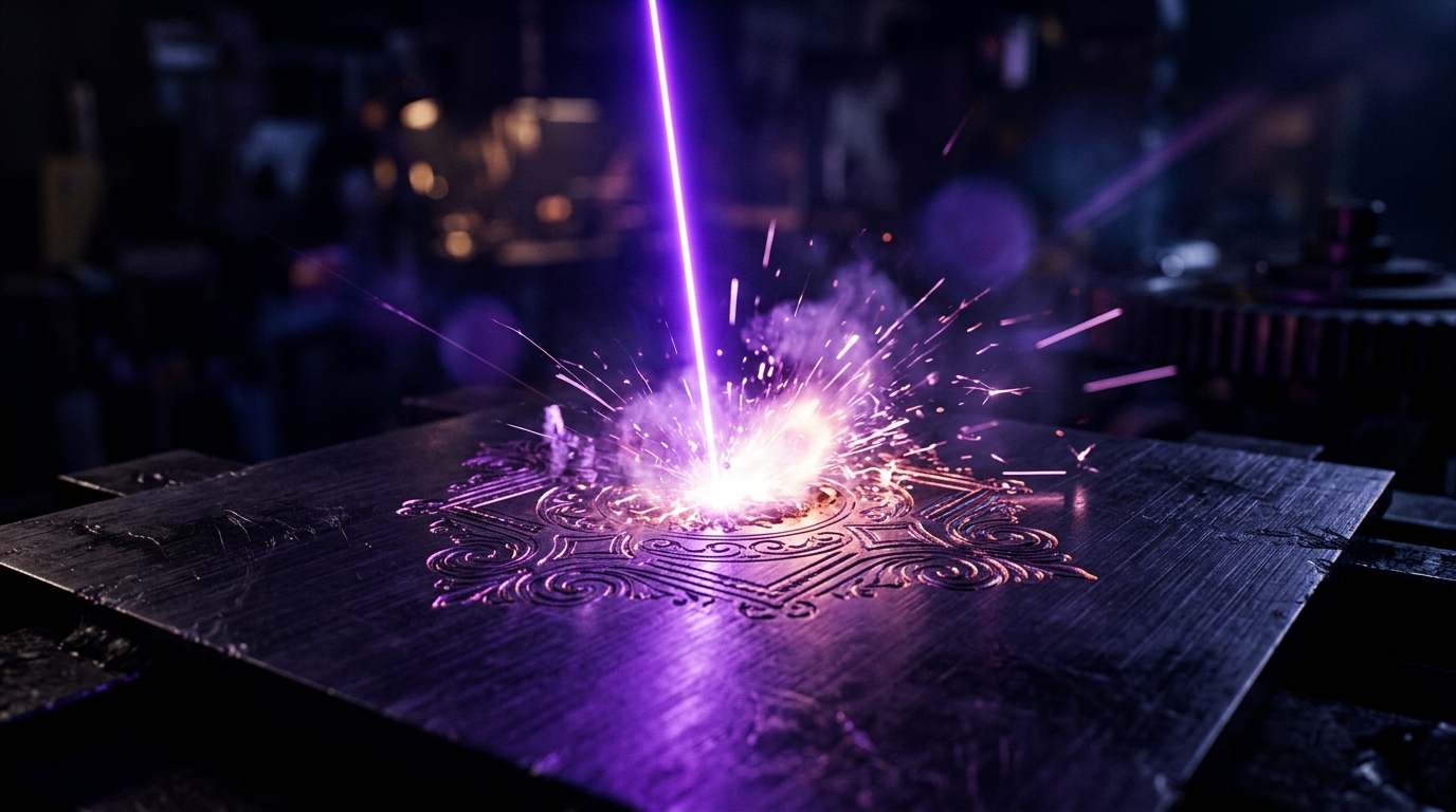 Laser engraving machine cutting a custom design